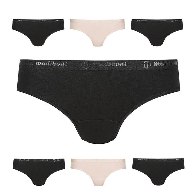 Modibodi Classic Bikini 7 Pack Light-Moderate Flatlay