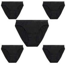 Load image into Gallery viewer, Modibodi Classic Bikini 5 Pack Black Maxi Flatlay