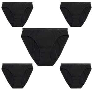 Modibodi Classic Bikini 5 Pack Black Maxi Flatlay