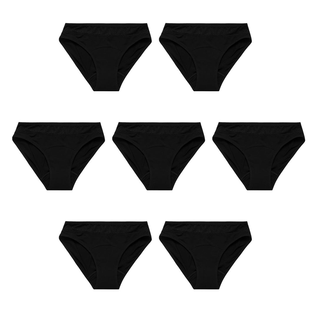 Modibodi Sensual Bikini 7 Pack Black Light-Moderate