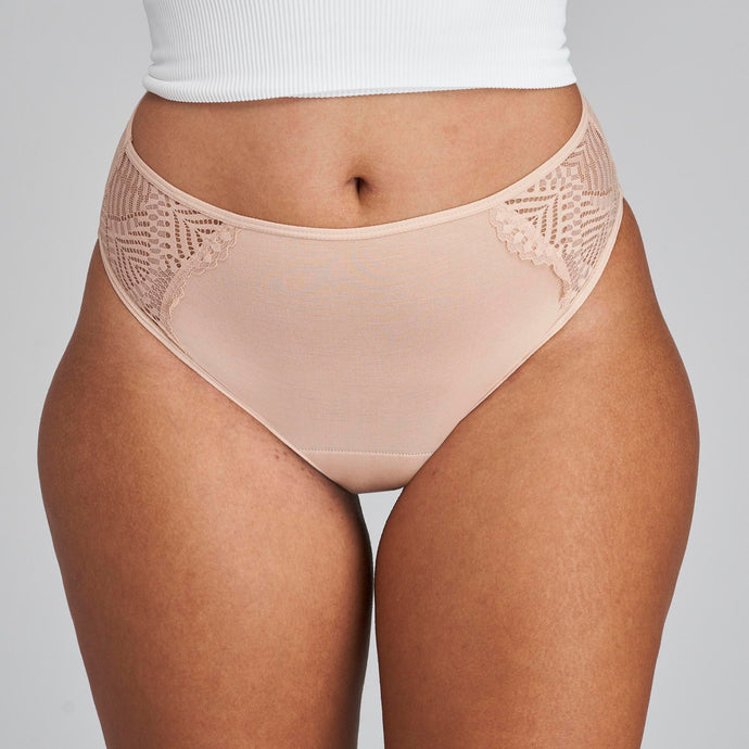 Modibodi Sensual French Cut Bikini Beige Moderate-Heavy |ModelName:Bailey M/12