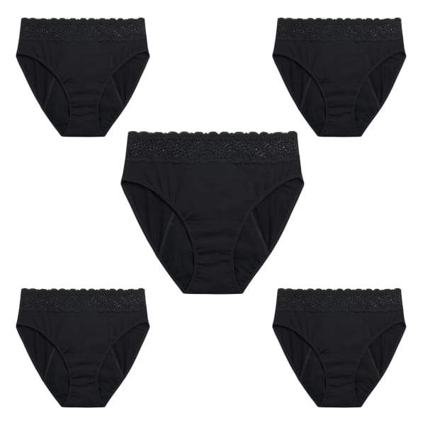 Modibodi Sensual Hi-Waist Bikini 5 Pack Black Heavy-Overnight Flatlay