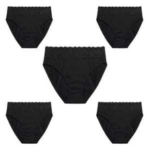 Load image into Gallery viewer, Modibodi Sensual Hi-Waist Bikini 5 Pack Black Maxi Flatlay