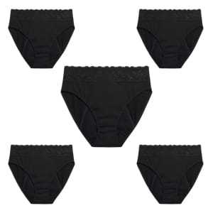 Modibodi Sensual Hi-Waist Bikini 5 Pack Black Maxi Flatlay